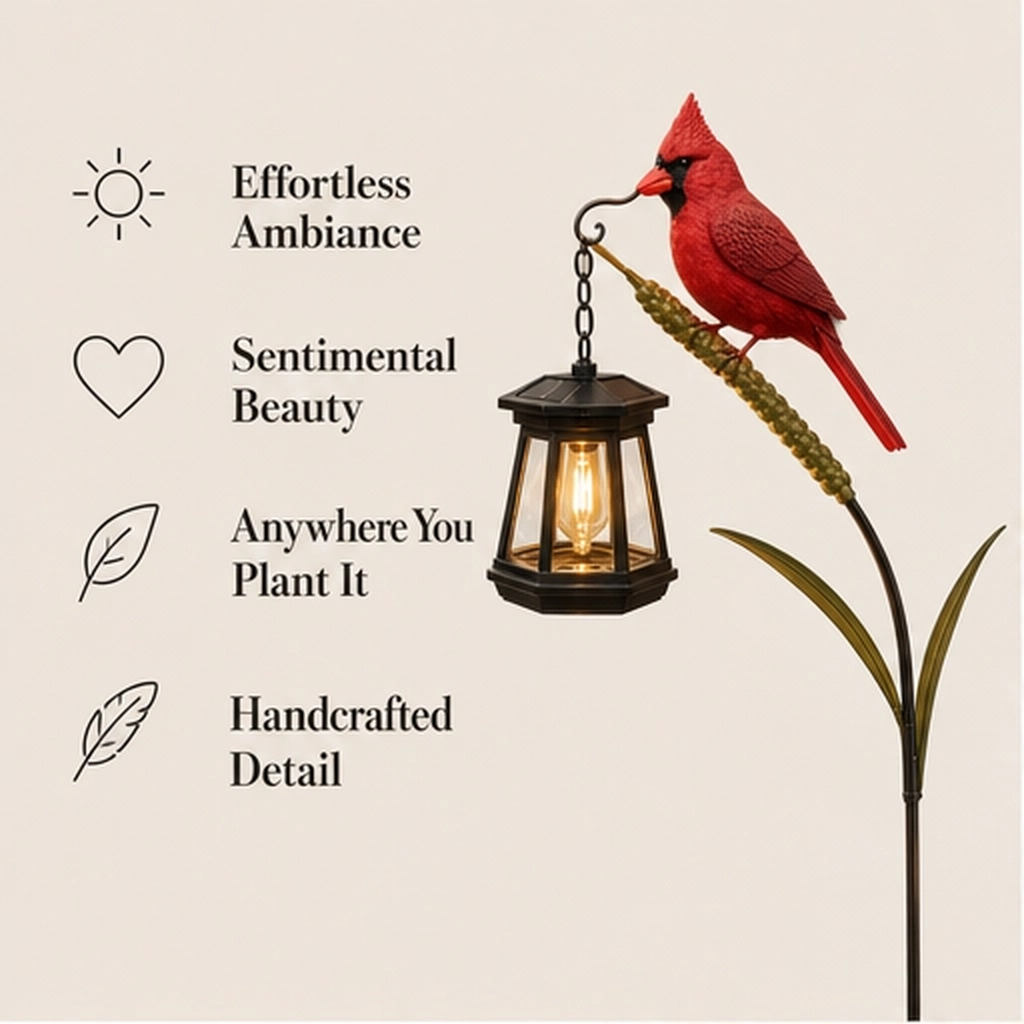 Emberwing – Solar Cardinal Lantern Garden Stake + 50% OFF