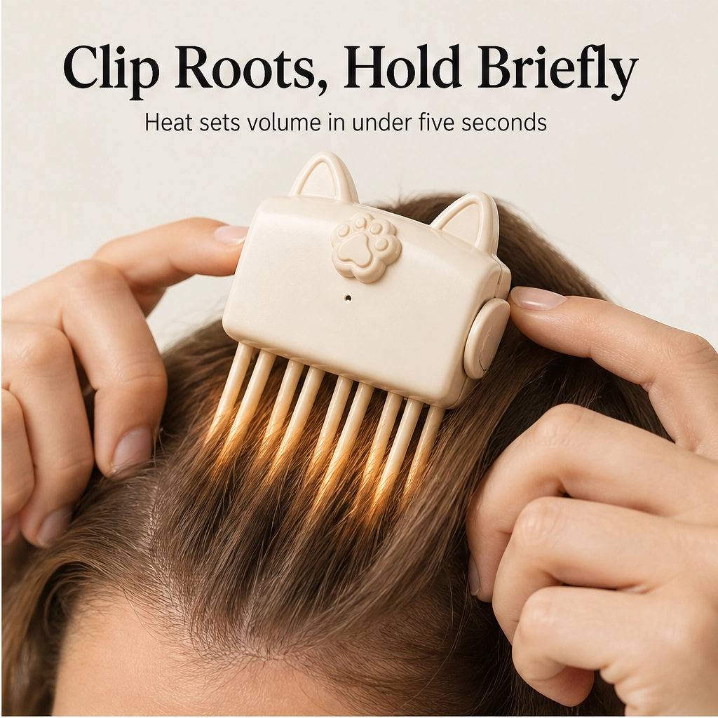 Crownelle – Cordless Heated Root-Lift Clip for Fine, Flat Hair + 50% OFF