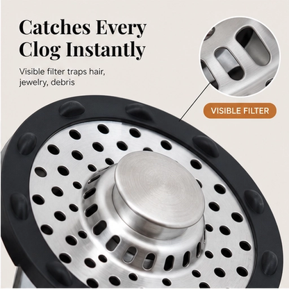 Steelbrook – 3-in-1 Pop-Up Stainless Steel Sink Stopper & Strainer + 50% OFF