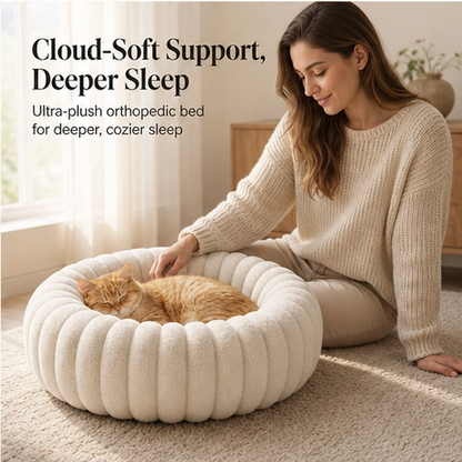 Drowsen – Ultra-Soft Calming Donut Pet Bed with Raised Edge, Machine Washable + 50% OFF