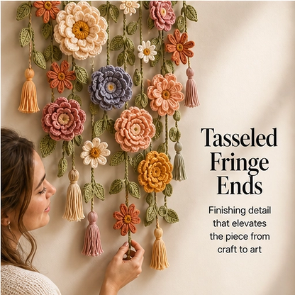 Willowmere – Boho Crochet Flower Wall Hanging with Vines & Tassels + 50% OFF