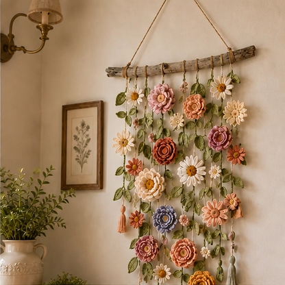 Willowmere – Boho Crochet Flower Wall Hanging with Vines & Tassels + 50% OFF