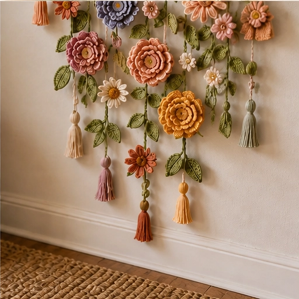 Willowmere – Boho Crochet Flower Wall Hanging with Vines & Tassels + 50% OFF