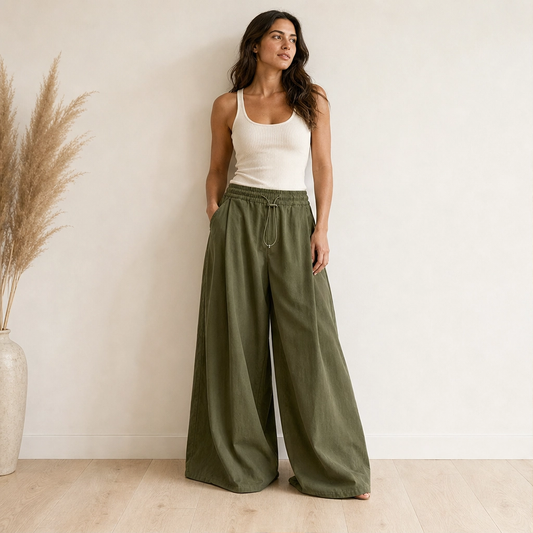 Willowfold™ – Pleated Wide-Leg Lantern Trousers with Deep Pockets + 50% OFF