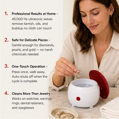 Gleamora – One-Button Compact Cleaner for Jewelry, Watches & Dentures + 50% OFF
