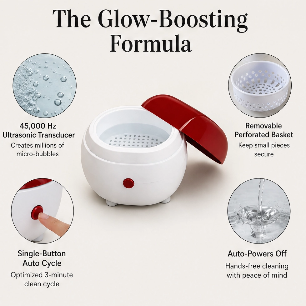 Gleamora – One-Button Compact Cleaner for Jewelry, Watches & Dentures + 50% OFF