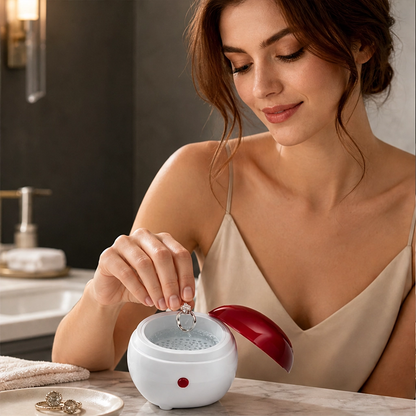 Gleamora – One-Button Compact Cleaner for Jewelry, Watches & Dentures + 50% OFF
