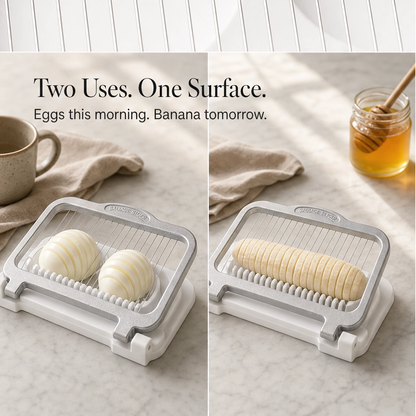Evenly™ – Multi-Food Aluminum Slicer for Eggs, Bananas & Soft Fruit + 50% OFF