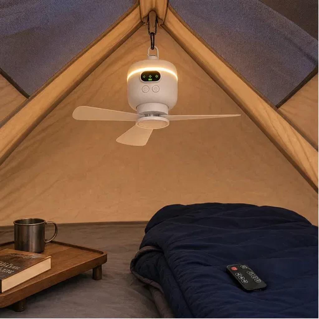 AeroPerch™ – Hang-Anywhere Rechargeable Fan with LED Light & Remote + 50% OFF