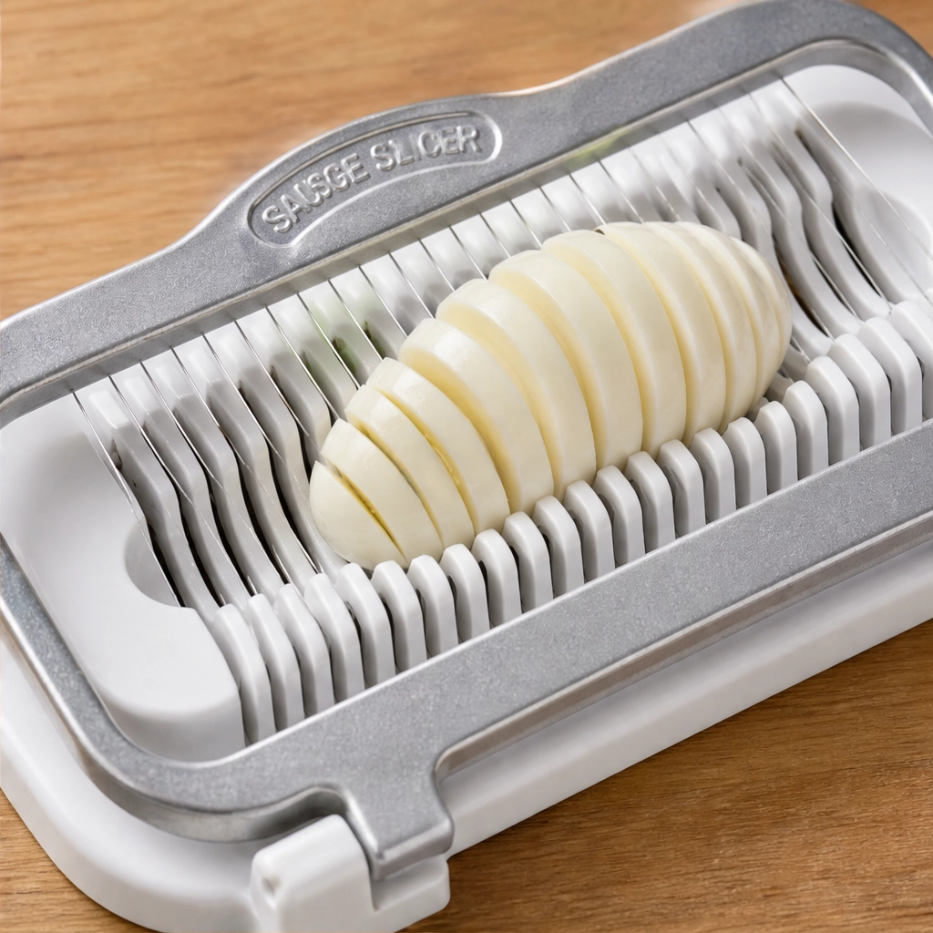 Evenly™ – Multi-Food Aluminum Slicer for Eggs, Bananas & Soft Fruit + 50% OFF