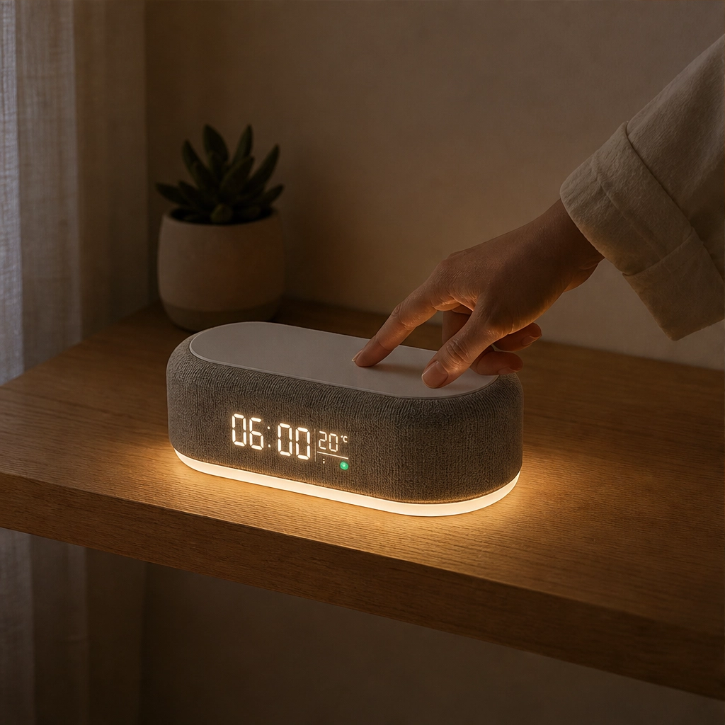 Duskwell™ – 6-in-1 Wireless Charging Station with Clock, Alarm, Speaker & Night Light + 50% OFF