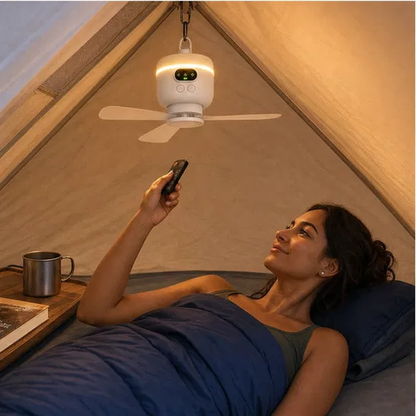 AeroPerch™ – Hang-Anywhere Rechargeable Fan with LED Light & Remote + 50% OFF