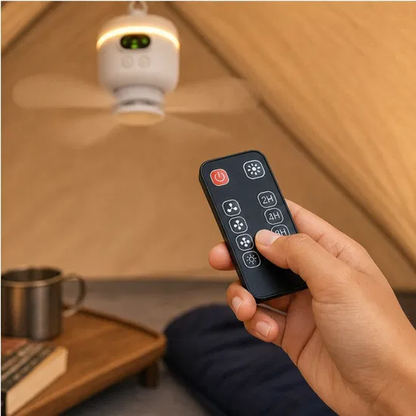 AeroPerch™ – Hang-Anywhere Rechargeable Fan with LED Light & Remote + 50% OFF