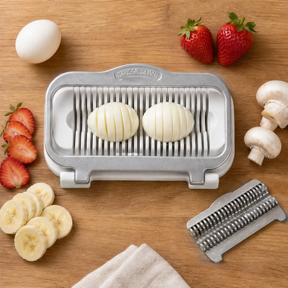 Evenly™ – Multi-Food Aluminum Slicer for Eggs, Bananas & Soft Fruit + 50% OFF