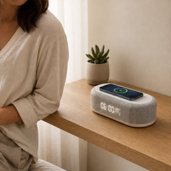 Duskwell™ – 6-in-1 Wireless Charging Station with Clock, Alarm, Speaker & Night Light + 50% OFF