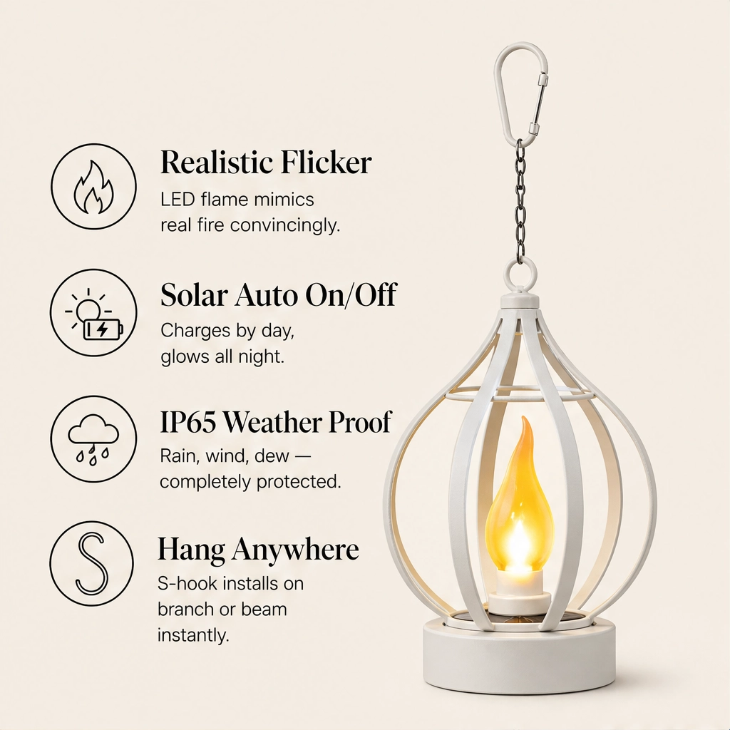 Lumora – Solar Hanging Lantern with Realistic Flickering Flame + 50% OFFa