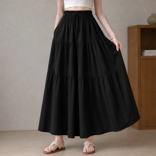Sevelle – High-Waisted Wide-Leg Ruffle Culottes with Pockets + 50% OFF