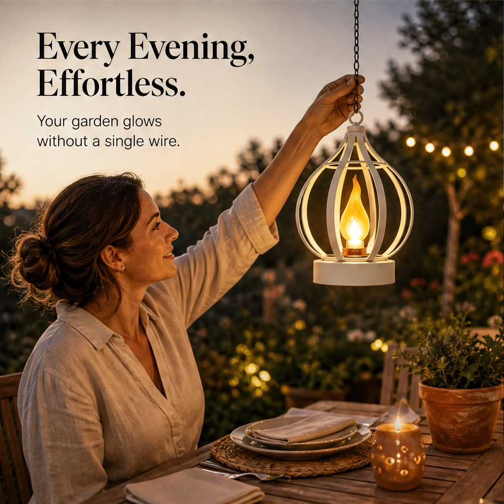 Lumora – Solar Hanging Lantern with Realistic Flickering Flame + 50% OFFa