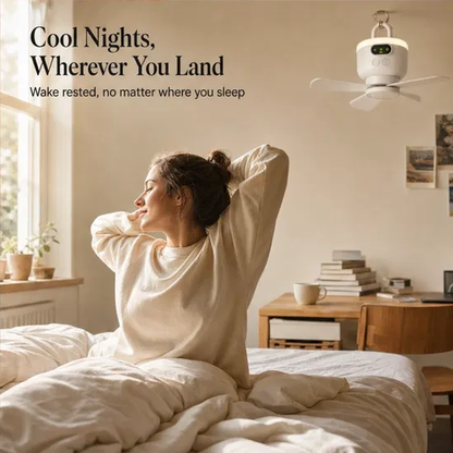 AeroPerch™ – Hang-Anywhere Rechargeable Fan with LED Light & Remote + 50% OFF