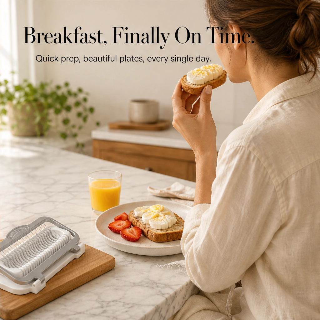 Evenly™ – Multi-Food Aluminum Slicer for Eggs, Bananas & Soft Fruit + 50% OFF