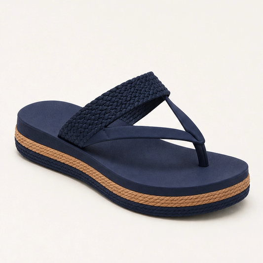 Solira™ – Cushioned Platform Flip-Flops with Woven Strap + 50% OFF