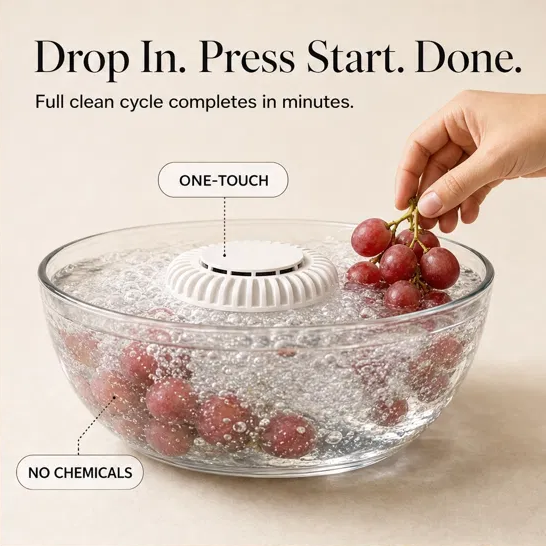 Lumicrisp™ – UV Sterilizing Bubble Washer for Fruits, Vegetables & Seafood + 50% OFF