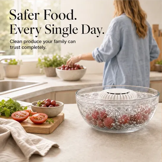 Lumicrisp™ – UV Sterilizing Bubble Washer for Fruits, Vegetables & Seafood + 50% OFF