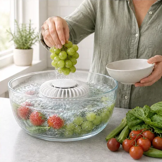 Lumicrisp™ – UV Sterilizing Bubble Washer for Fruits, Vegetables & Seafood + 50% OFF