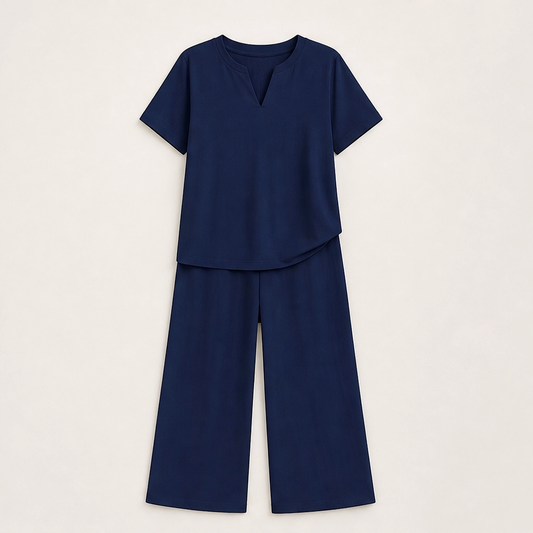 Willowé – Soft V-Neck Top & Wide-Leg Pants Lounge Set + 50% OFF
