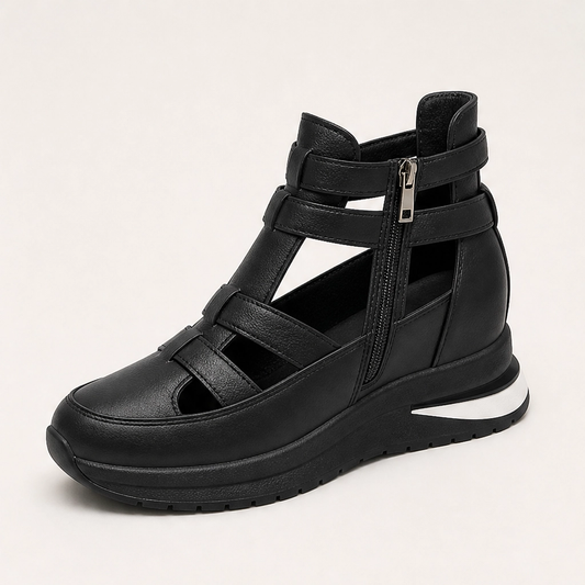 Stridewell – Cushioned Wedge Sandals with Side Zipper & Arch Support + 50% OFF