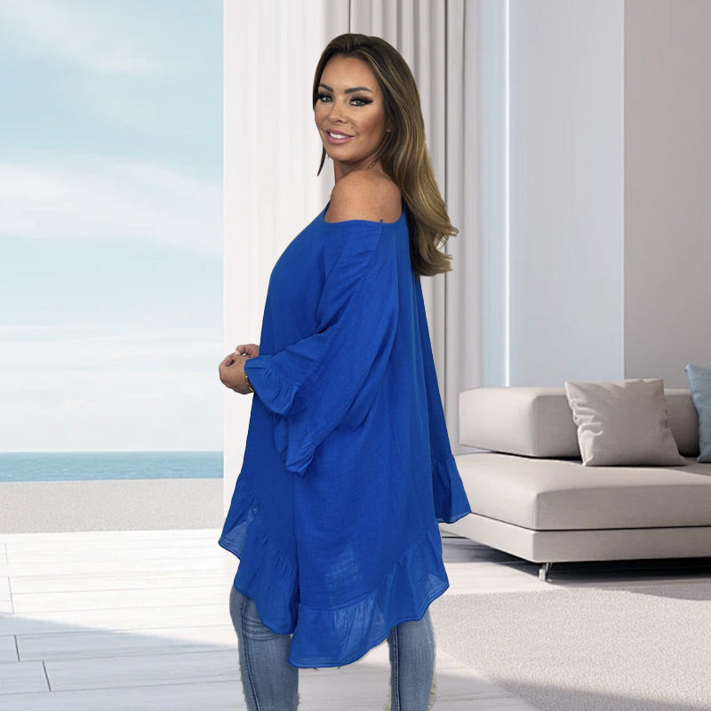 The Riviera Off-Shoulder Blouse - Effortless, Airy Elegance - 50% OFF