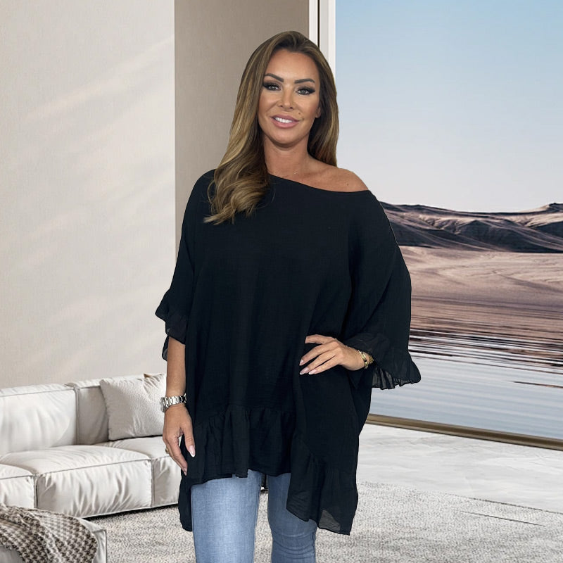 The Riviera Off-Shoulder Blouse - Effortless, Airy Elegance - 50% OFF