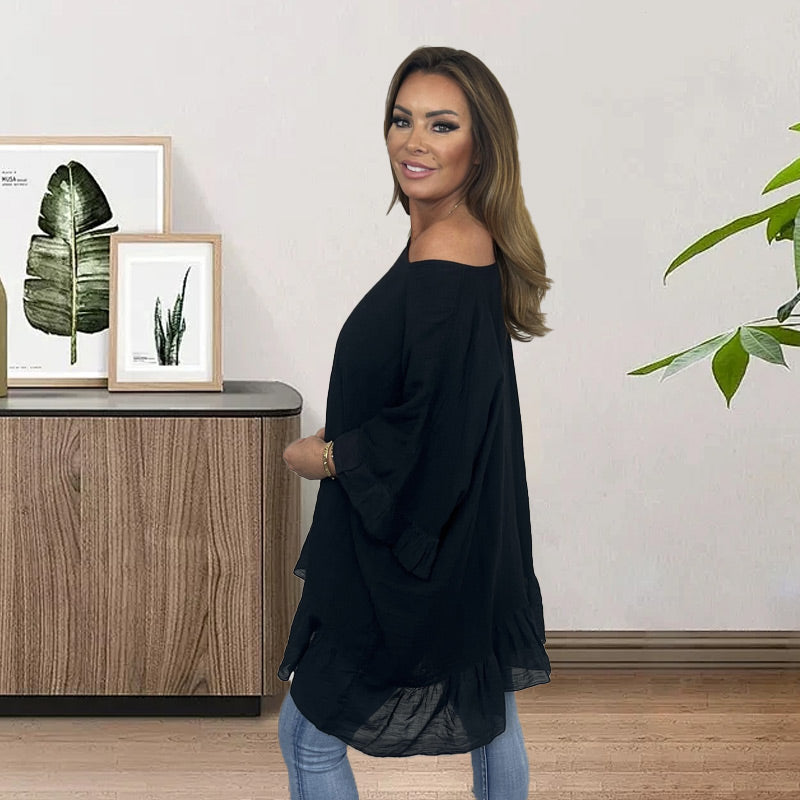 The Riviera Off-Shoulder Blouse - Effortless, Airy Elegance - 50% OFF