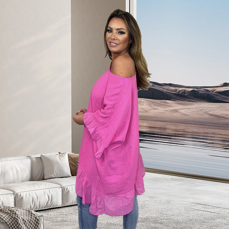 The Riviera Off-Shoulder Blouse - Effortless, Airy Elegance - 50% OFF