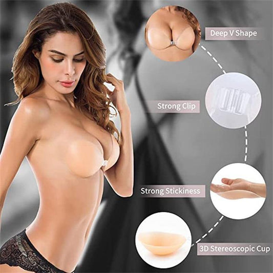 Bareform – Invisible Adhesive Push-Up Bra with Front Gathering Clasp + 1+1 FREE
