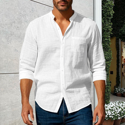 Linwell™ – Breathable Linen-Blend Stand-Collar Shirt for Men + 50% OFF