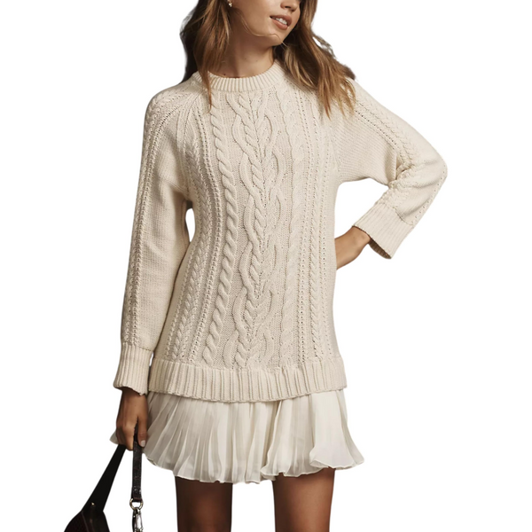 Cable Knit A-Line Sweater Dress