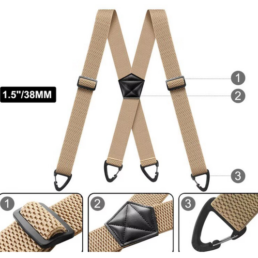 Bracewell – Heavy-Duty X-Back Suspenders with Locking Belt Loop Hooks + 50% OFF