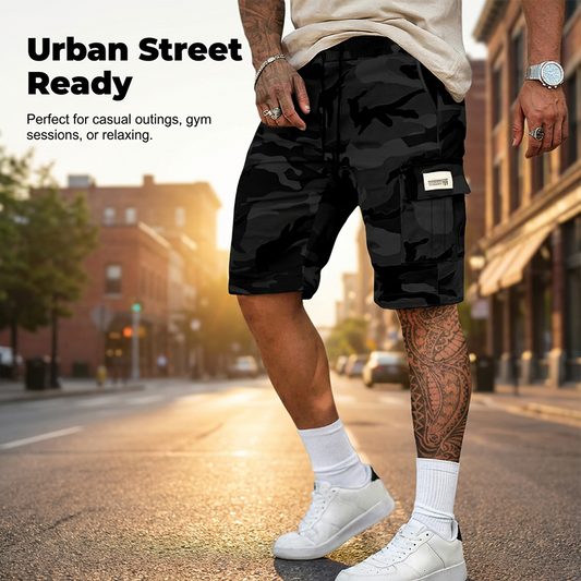 Ridgemont – Men's Camo Cargo Shorts with Elastic Drawstring Waist + 50% OFF