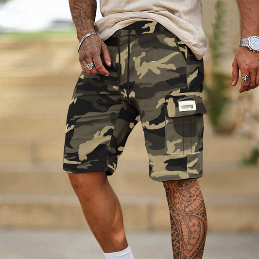 Ridgemont – Men's Camo Cargo Shorts with Elastic Drawstring Waist + 50% OFF