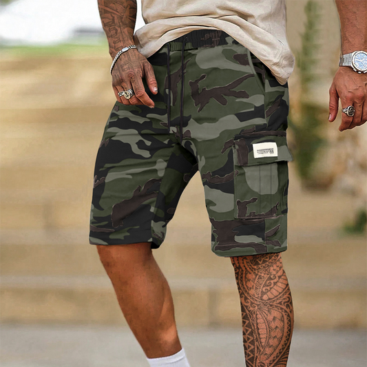 Ridgemont – Men's Camo Cargo Shorts with Elastic Drawstring Waist + 50% OFF
