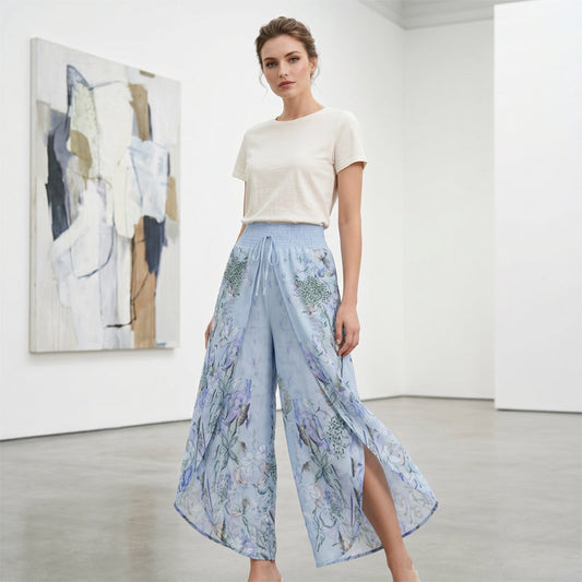 Petaline™ – Breathable Floral High-Waist Split Wide-Leg Pants + 50% OFF