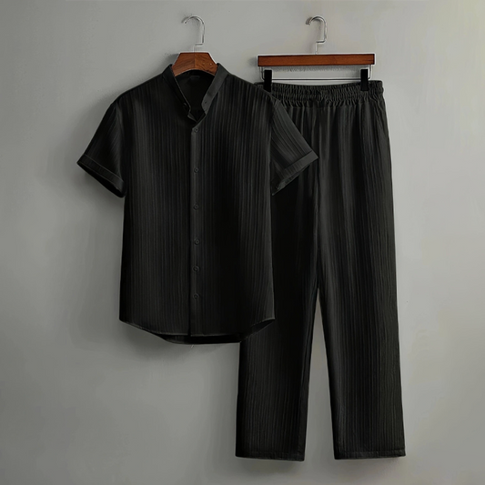 Palmero – Breathable Crinkle-Texture 2-Piece Shirt & Pants Set + 50% OFF