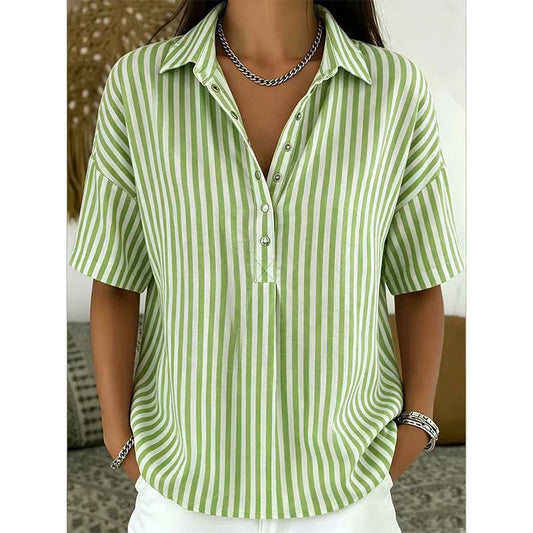 Camicetta da Donna Casual a Righe con Maniche Corte