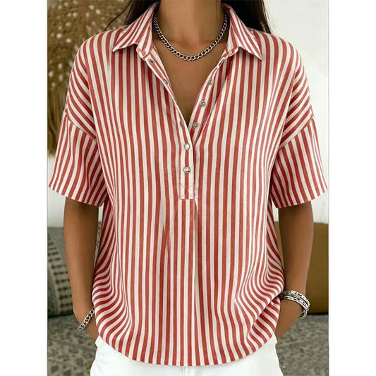 Camicetta da Donna Casual a Righe con Maniche Corte