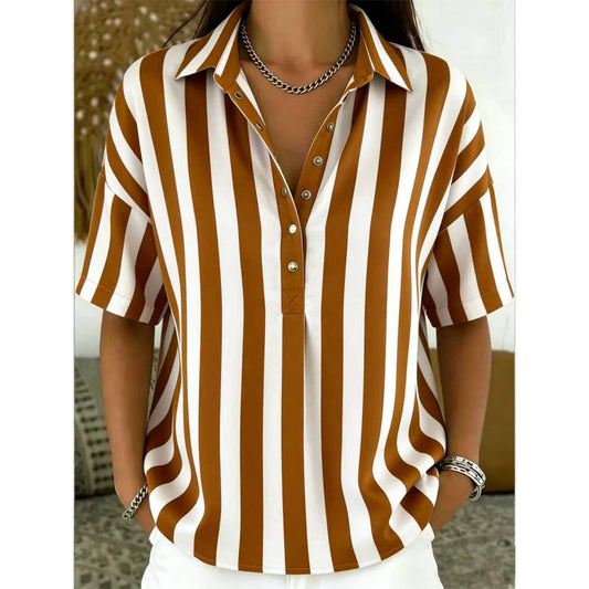 Camicetta da Donna Casual a Righe con Maniche Corte