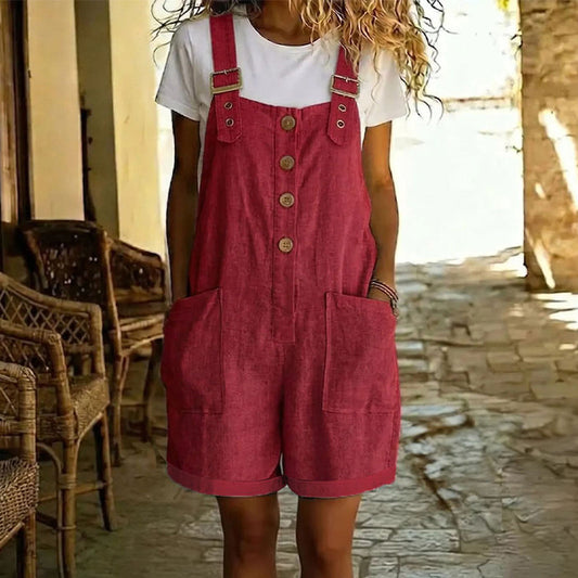 Lark & Hem – Adjustable-Strap Denim Overall Shorts with Large Pockets + 50% OFF