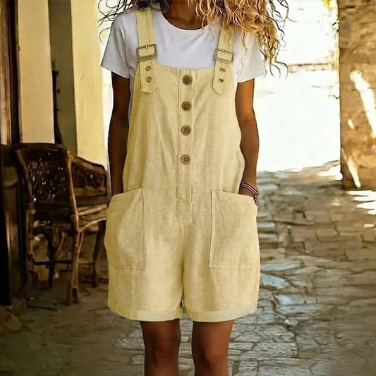 Lark & Hem – Adjustable-Strap Denim Overall Shorts with Large Pockets + 50% OFF