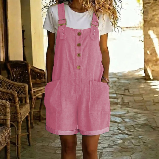 Lark & Hem – Adjustable-Strap Denim Overall Shorts with Large Pockets + 50% OFF