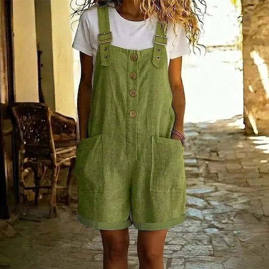 Lark & Hem – Adjustable-Strap Denim Overall Shorts with Large Pockets + 50% OFF